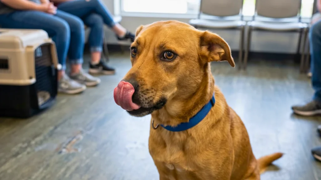 dog lip lick calming signal stress body language