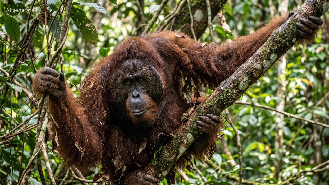 Orangutan  at tree branch